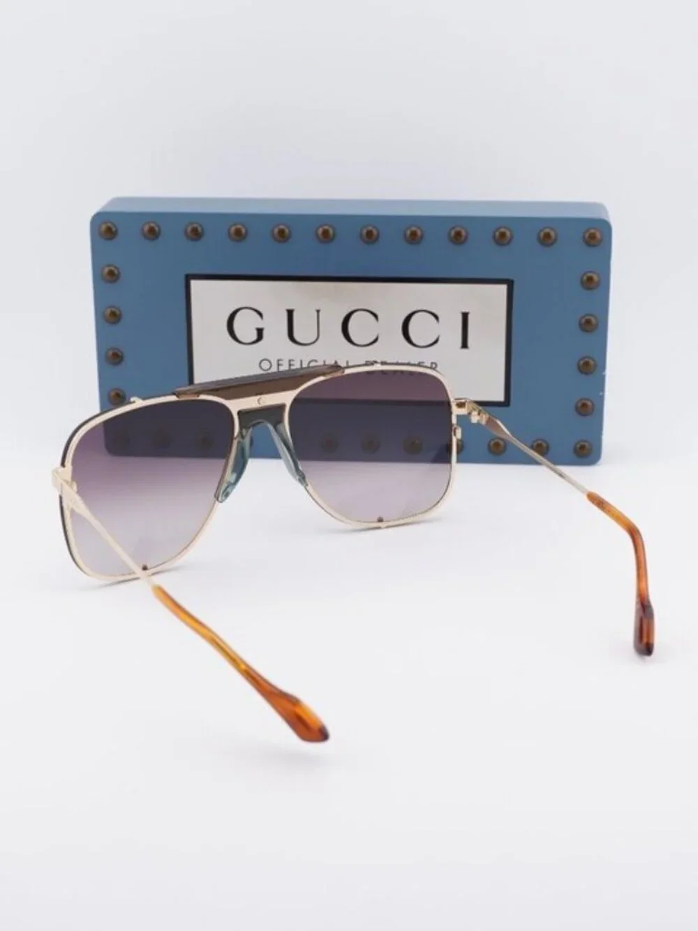 Gucci GG0739S 002 Aviator Sunglasses - Gold / Brown